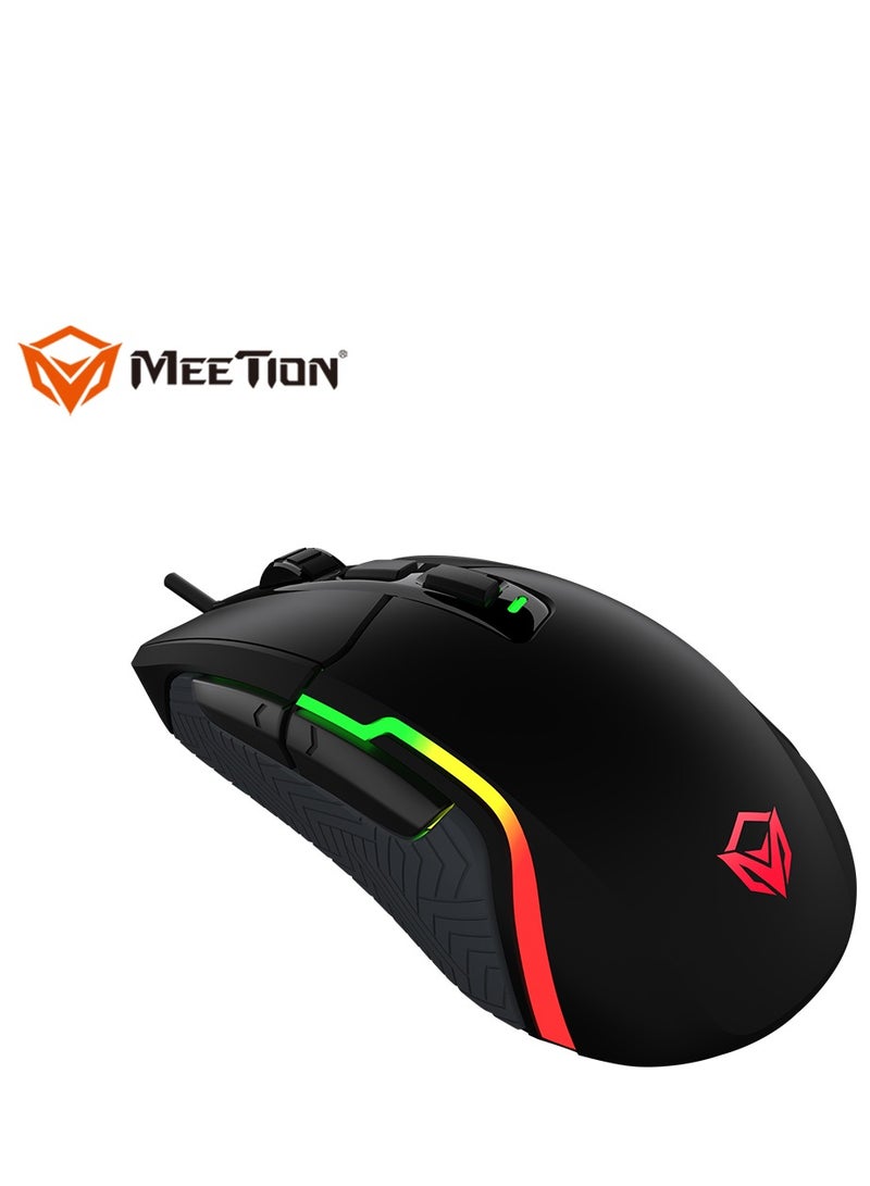 Meetion MT-G3360 High Performance Gaming Mouse Optical Wired Mouse with 12000 Adjustable DPI with RGB Light Weight Hyper Scroll Tilt Wheel Classic Black Back Lighting Elevate Your Gameplay Stylish