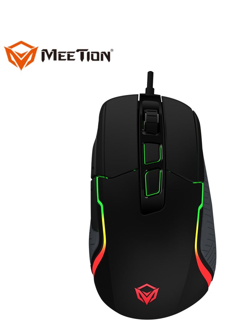 Meetion MT-G3360 High Performance Gaming Mouse Optical Wired Mouse with 12000 Adjustable DPI with RGB Light Weight Hyper Scroll Tilt Wheel Classic Black Back Lighting Elevate Your Gameplay Stylish