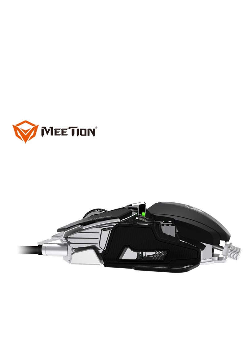 Meetion M990S Mechanical Double-Wing Design With 10 Buttons Programmable Gaming Mouse (4000 DPI) For PC & Laptop Black