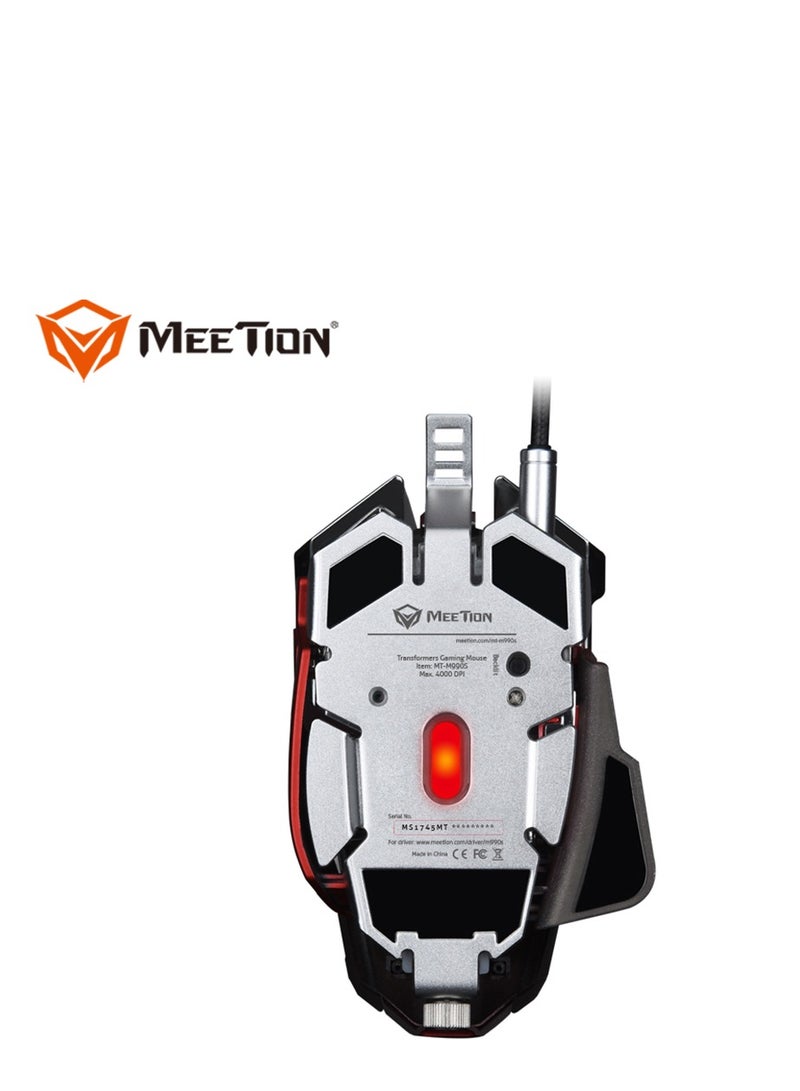 Meetion M990S Mechanical Double-Wing Design With 10 Buttons Programmable Gaming Mouse (4000 DPI) For PC & Laptop Black