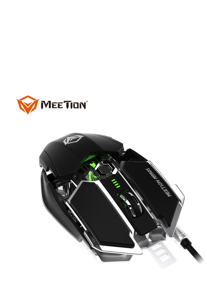 Meetion M990S Mechanical Double-Wing Design With 10 Buttons Programmable Gaming Mouse (4000 DPI) For PC & Laptop Black