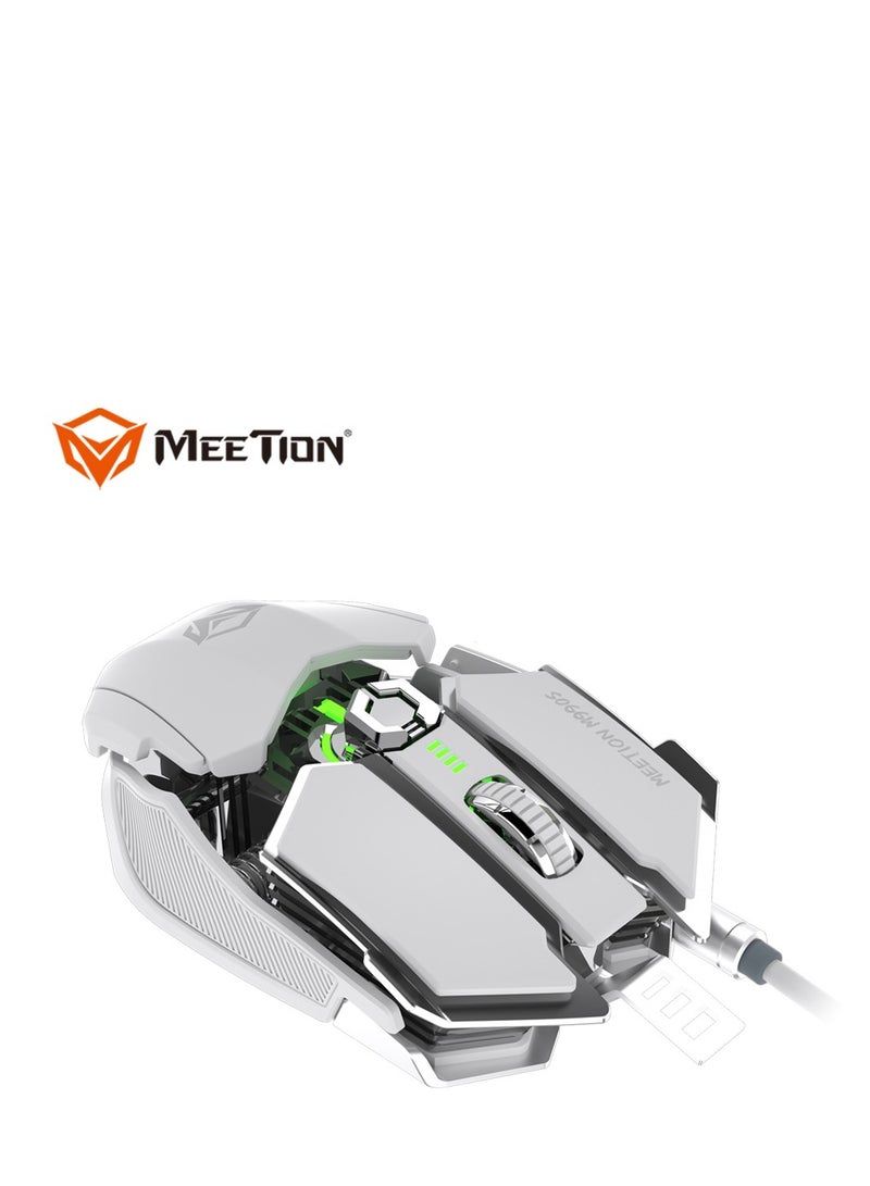 Meetion M990S Mechanical Double-Wing Design With 10 Buttons Programmable Gaming Mouse (4000 DPI) For PC & Laptop White