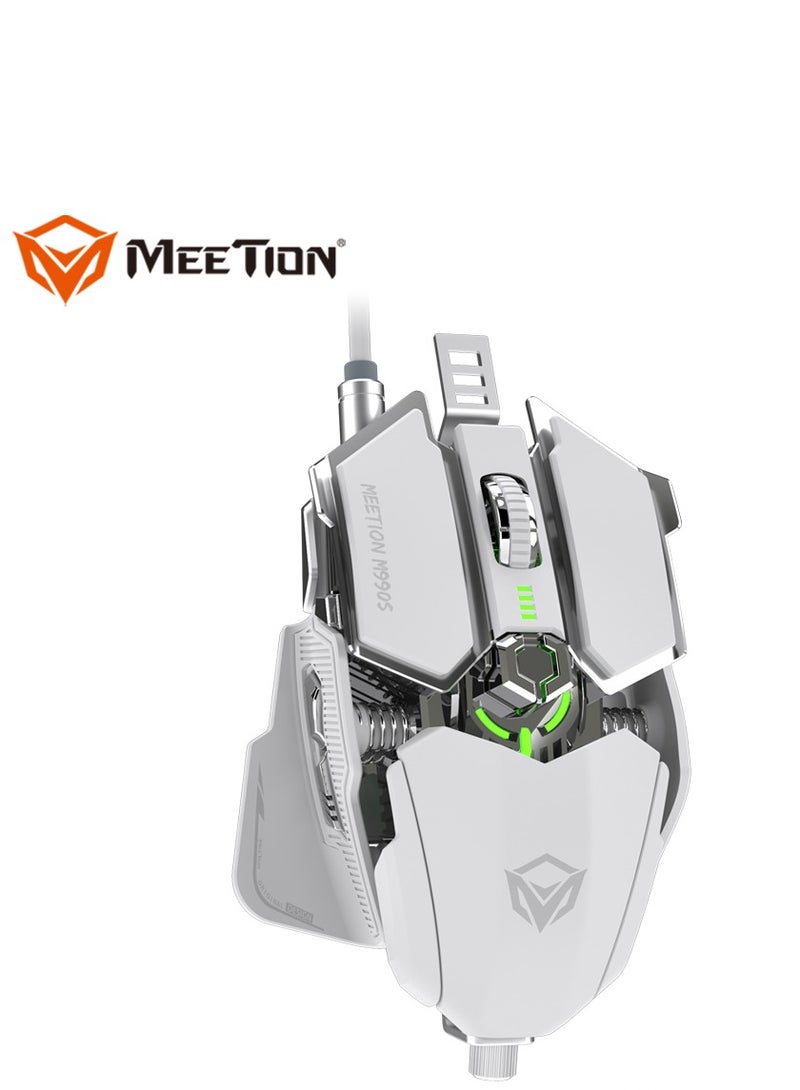 Meetion M990S Mechanical Double-Wing Design With 10 Buttons Programmable Gaming Mouse (4000 DPI) For PC & Laptop White