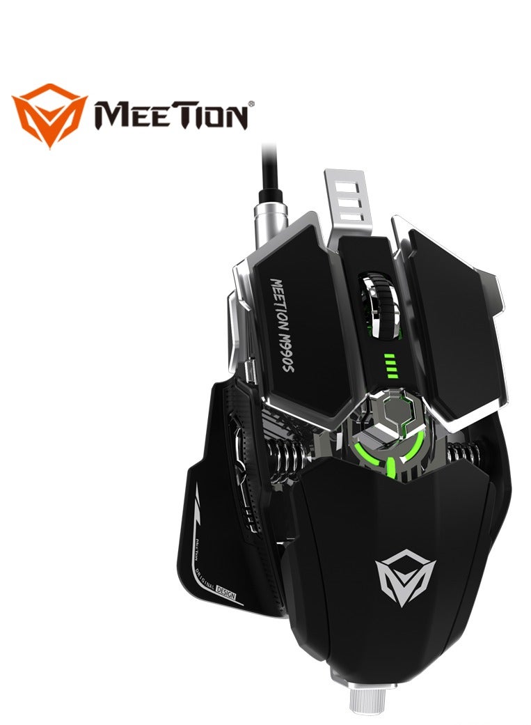 Meetion M990S Mechanical Double-Wing Design Programmable Gaming Mouse (4000 DPI) For PC & Laptop Black