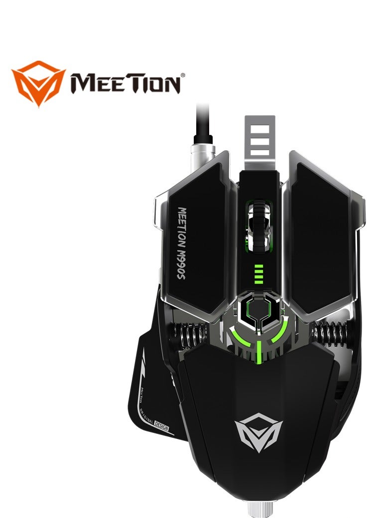 Meetion M990S Mechanical Double-Wing Design Programmable Gaming Mouse (4000 DPI) For PC & Laptop Black