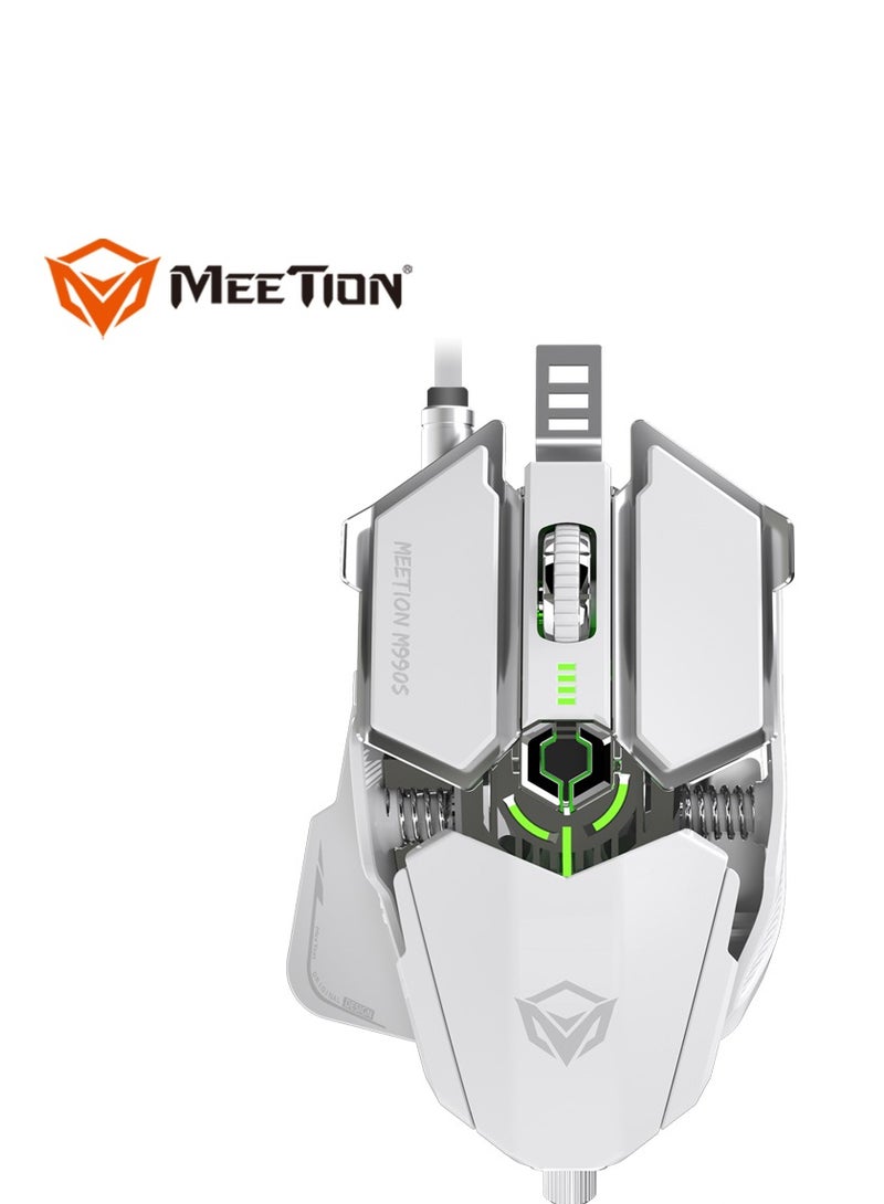 Meetion M990S Mechanical Double-Wing Design Programmable Gaming Mouse (4000 DPI) For PC & Laptop White