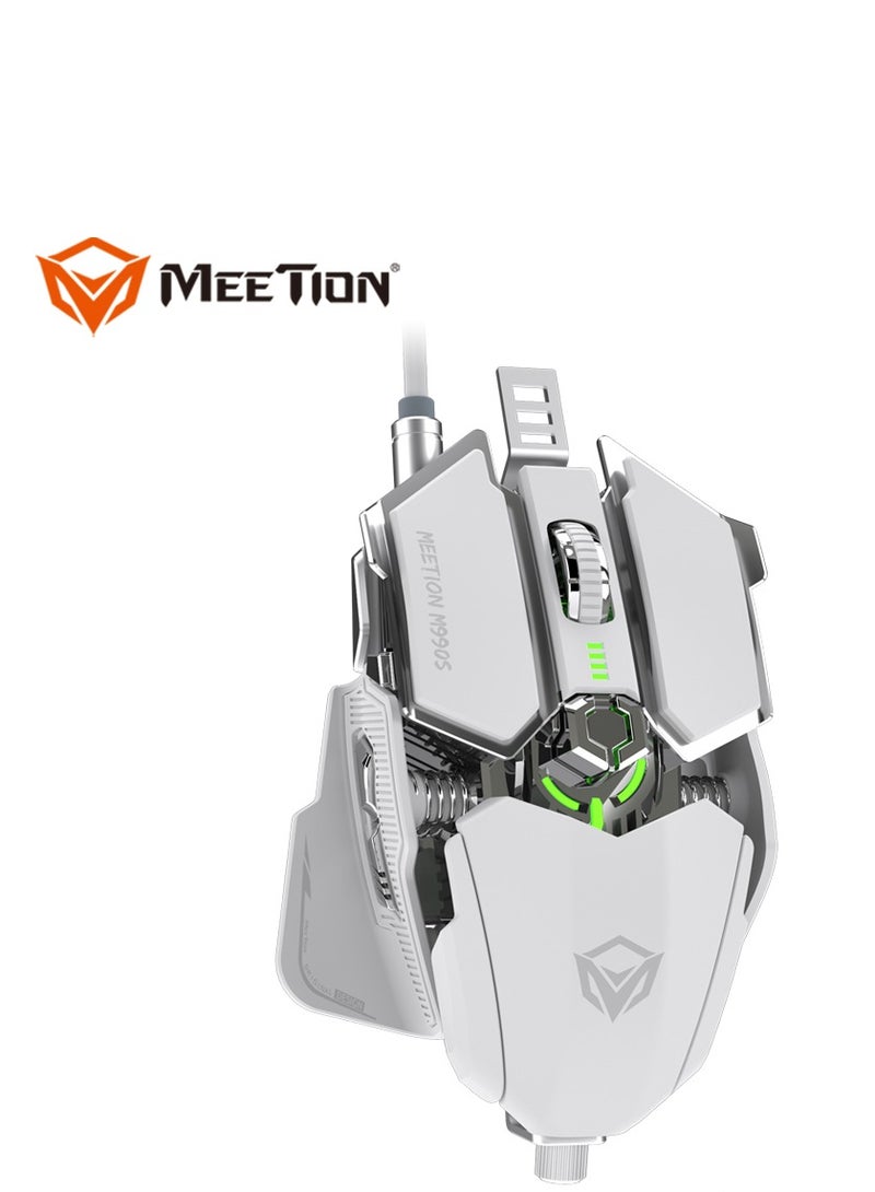 Meetion M990S Mechanical Double-Wing Design Programmable Gaming Mouse (4000 DPI) For PC & Laptop White