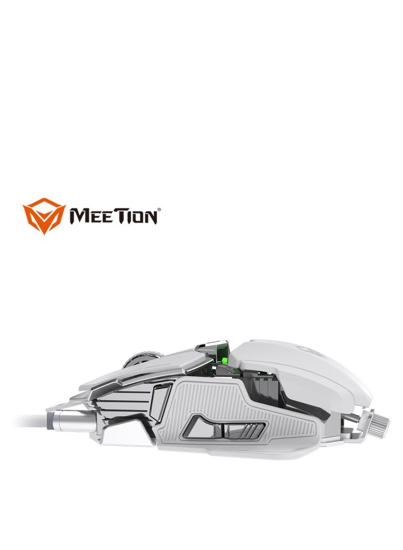 Meetion M990S Mechanical Double-Wing Design Programmable Gaming Mouse (4000 DPI) For PC & Laptop White