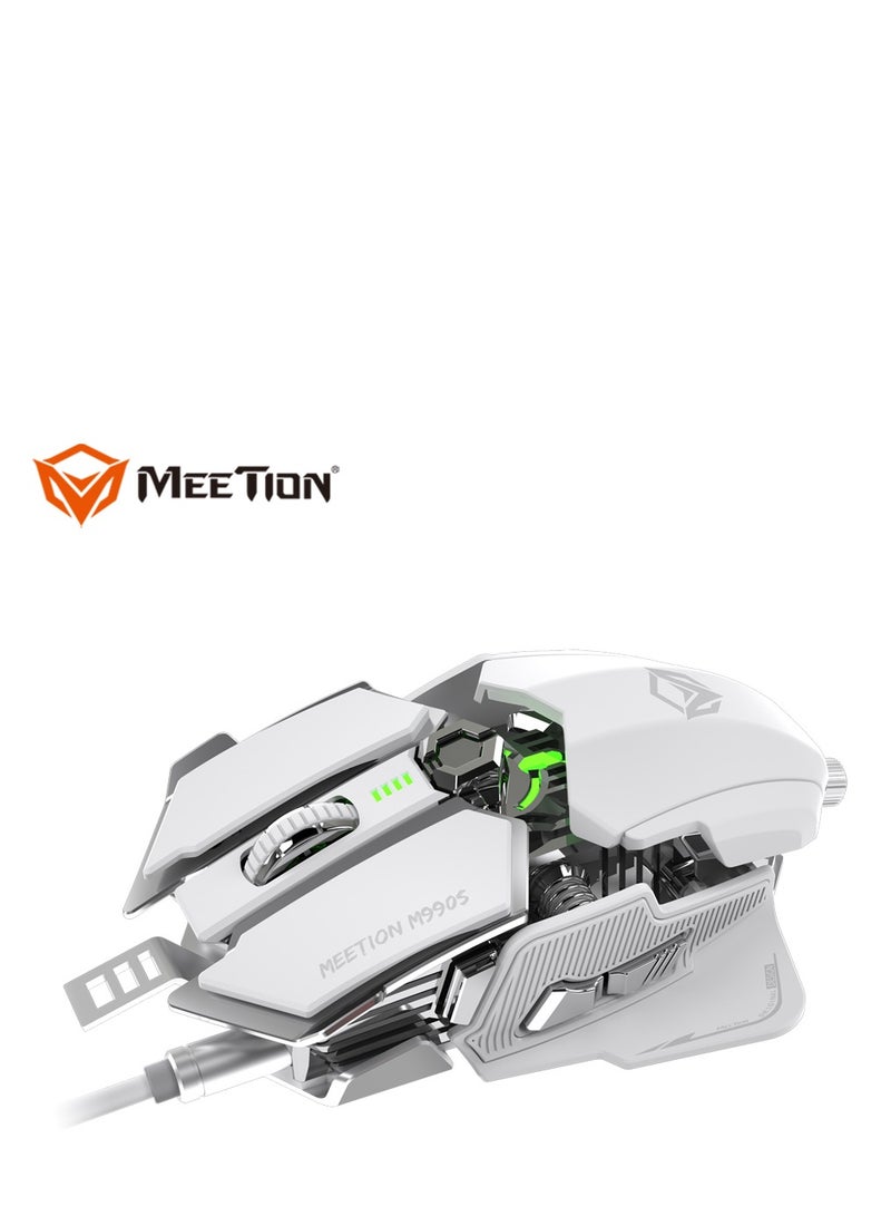 Meetion M990S Mechanical Double-Wing Design Programmable Gaming Mouse (4000 DPI) For PC & Laptop White