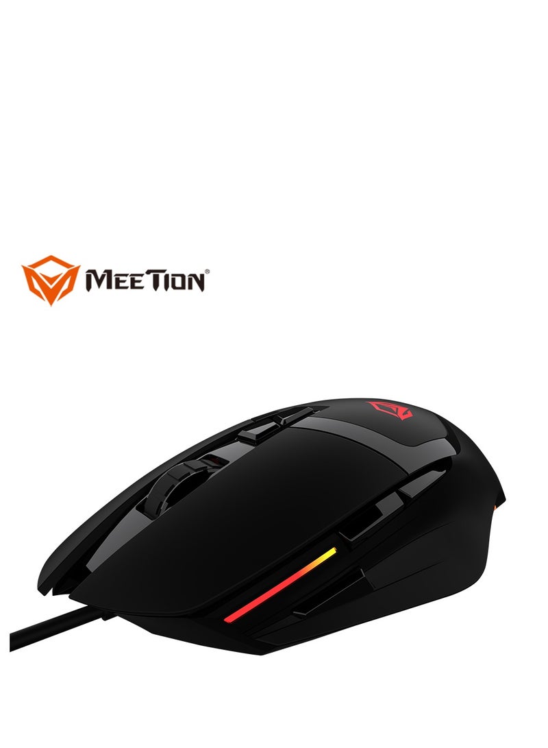 Meetion MT-G3325 High Performance Gaming Mouse Optical Wired Mouse with 5000 Adjustable DPI with RGB Light Weight Hyper Scroll Tilt Wheel Classic Black Back Lighting Elevate Your Gameplay Stylish