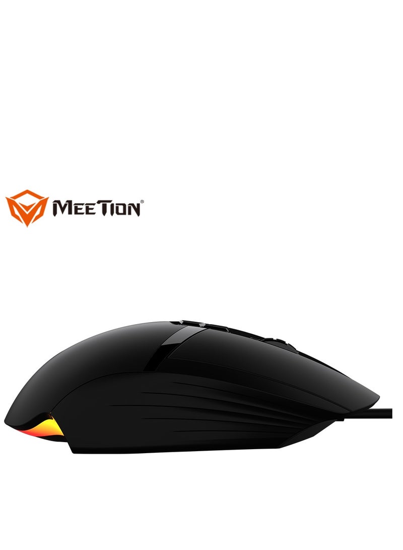 Meetion MT-G3325 High Performance Gaming Mouse Optical Wired Mouse with 5000 Adjustable DPI with RGB Light Weight Hyper Scroll Tilt Wheel Classic Black Back Lighting Elevate Your Gameplay Stylish