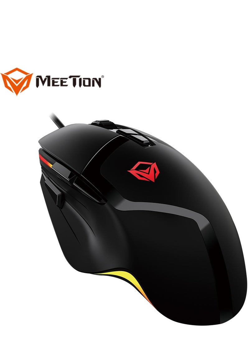 Meetion MT-G3325 High Performance Gaming Mouse Optical Wired Mouse with 5000 Adjustable DPI with RGB Light Weight Hyper Scroll Tilt Wheel Classic Black Back Lighting Elevate Your Gameplay Stylish