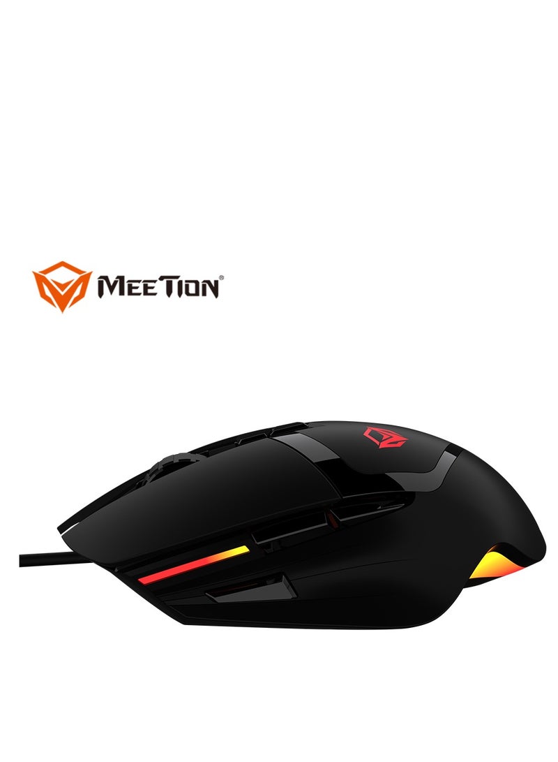 Meetion MT-G3325 High Performance Gaming Mouse Optical Wired Mouse with 5000 Adjustable DPI with RGB Light Weight Hyper Scroll Tilt Wheel Classic Black Back Lighting Elevate Your Gameplay Stylish