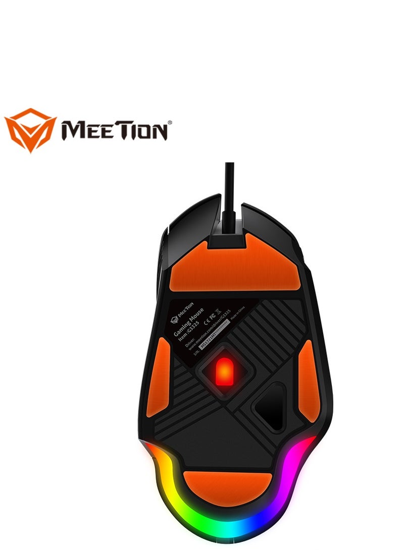 Meetion MT-G3325 High Performance Gaming Mouse Optical Wired Mouse with 5000 Adjustable DPI with RGB Light Weight Hyper Scroll Tilt Wheel Classic Black Back Lighting Elevate Your Gameplay Stylish