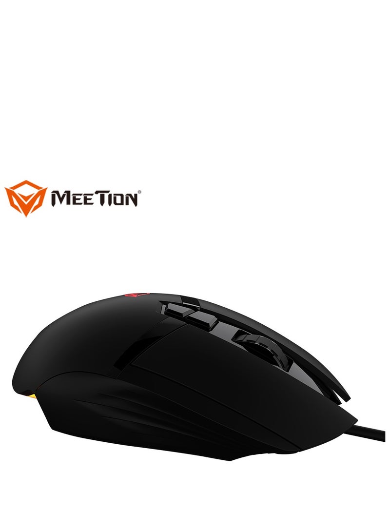 Meetion MT-G3325 High Performance Gaming Mouse Optical Wired Mouse with 5000 Adjustable DPI with RGB Light Weight Hyper Scroll Tilt Wheel Classic Black Back Lighting Elevate Your Gameplay Stylish