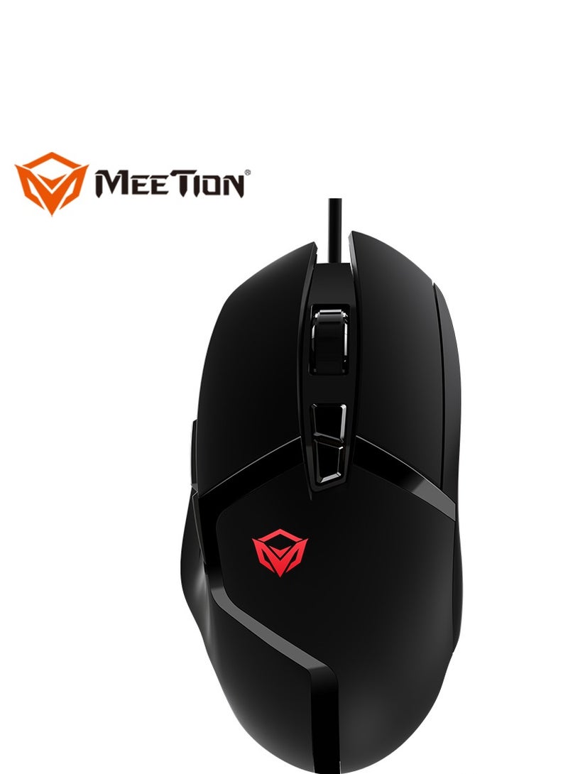 Meetion MT-G3325 High Performance Gaming Mouse Optical Wired Mouse with 5000 Adjustable DPI with RGB Light Weight Hyper Scroll Tilt Wheel Classic Black Back Lighting Elevate Your Gameplay Stylish