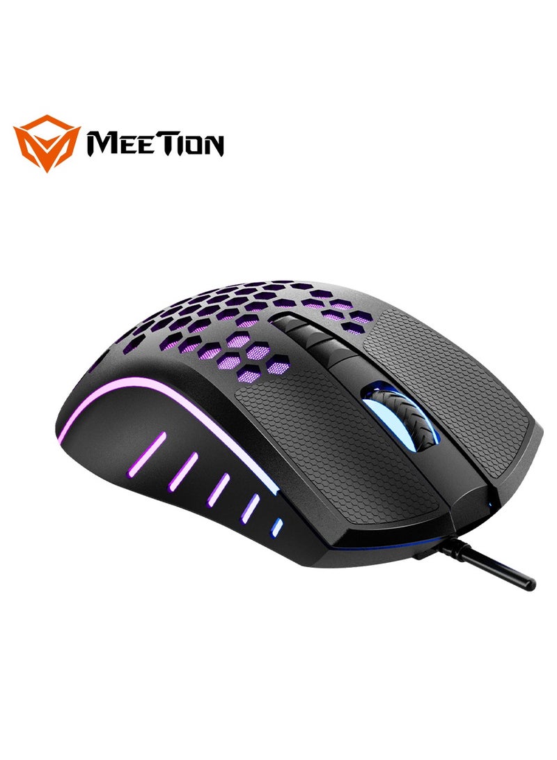 Meetion GM015 Honeycomb Wired RGB Gaming Mouse Black/Purple