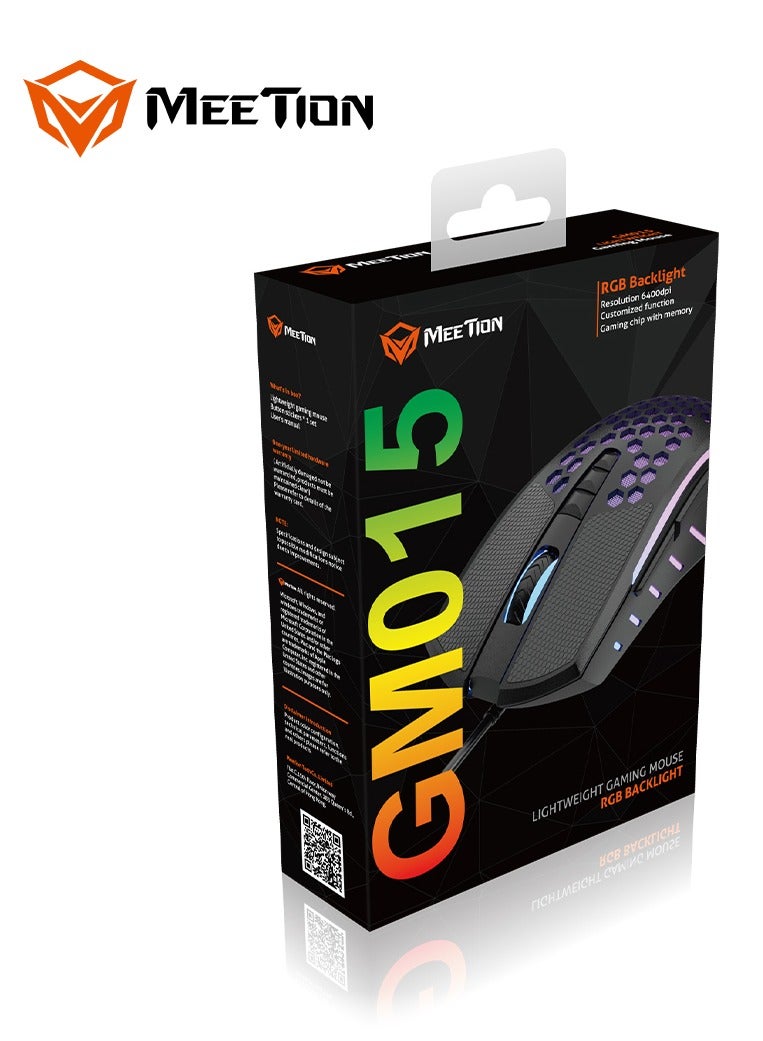 Meetion GM015 Honeycomb Wired RGB Gaming Mouse Black/Purple