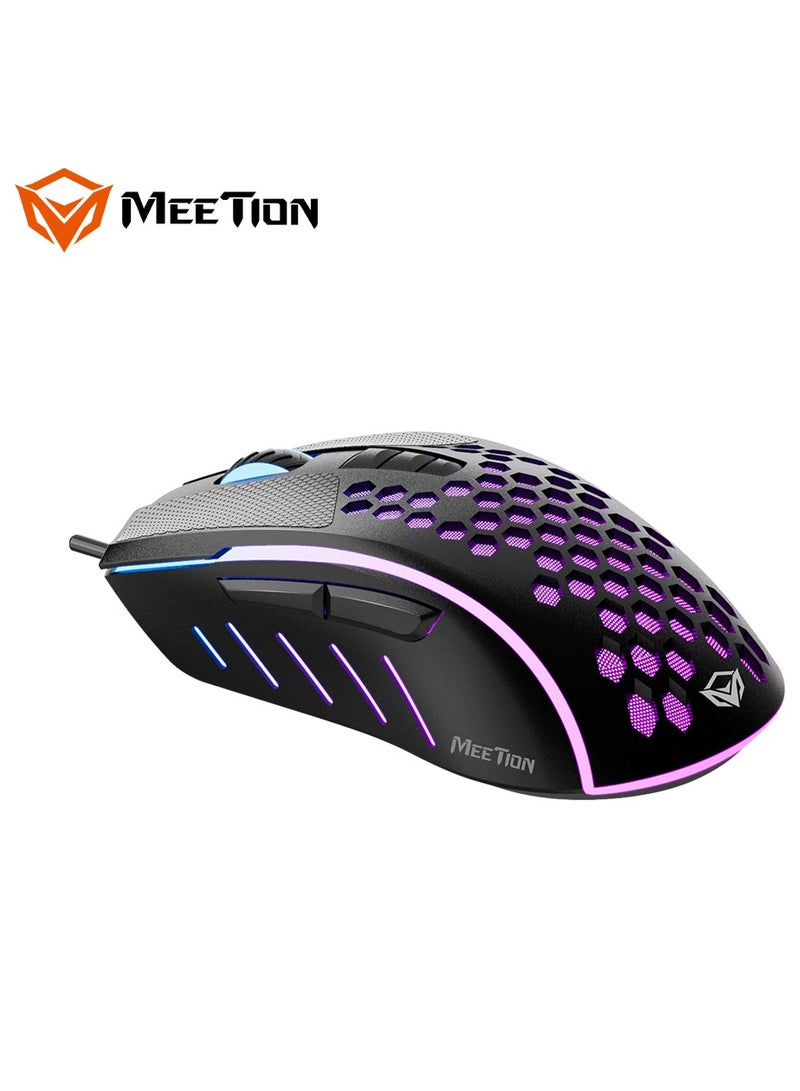 Meetion GM015 Honeycomb Wired RGB Gaming Mouse Black/Purple