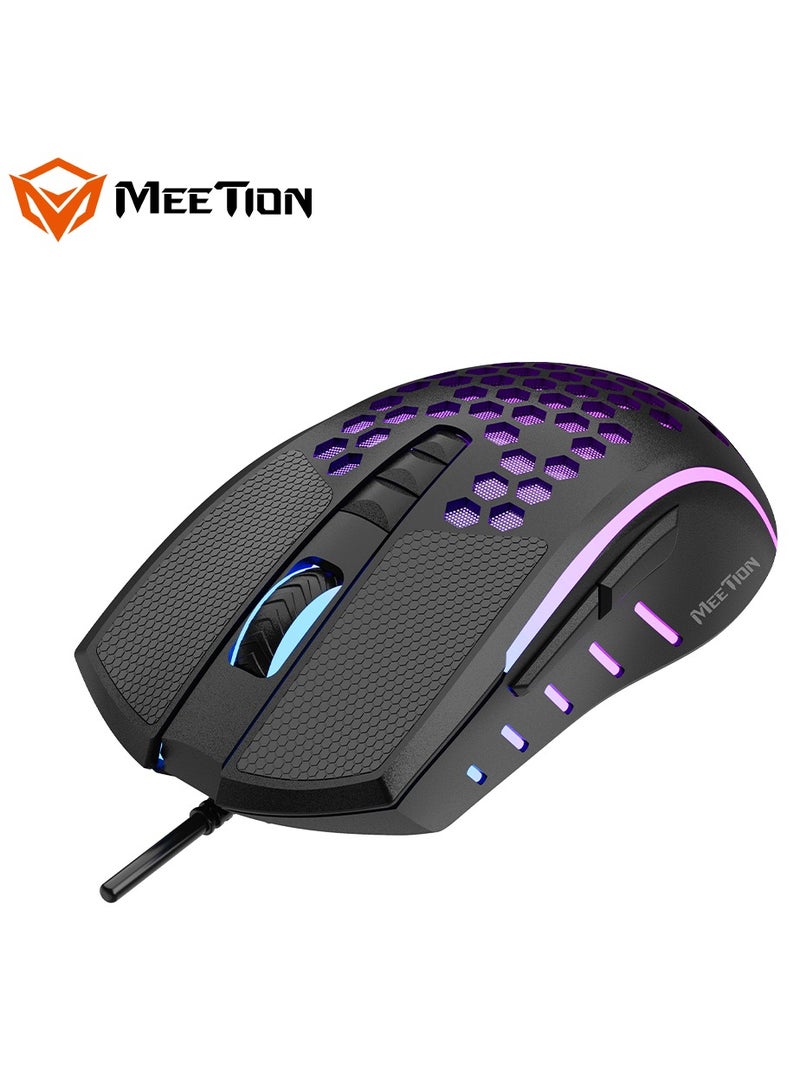 Meetion GM015 Honeycomb Wired RGB Gaming Mouse Black/Purple