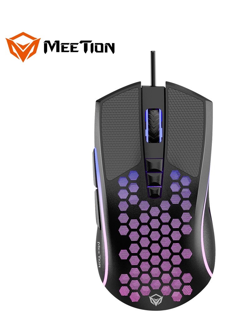 Meetion GM015 Honeycomb Wired RGB Gaming Mouse Black/Purple