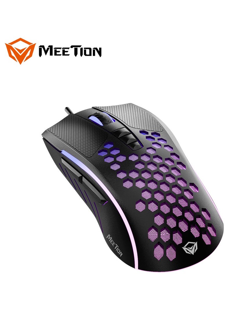 Meetion GM015 Honeycomb Wired RGB Gaming Mouse Black/Purple