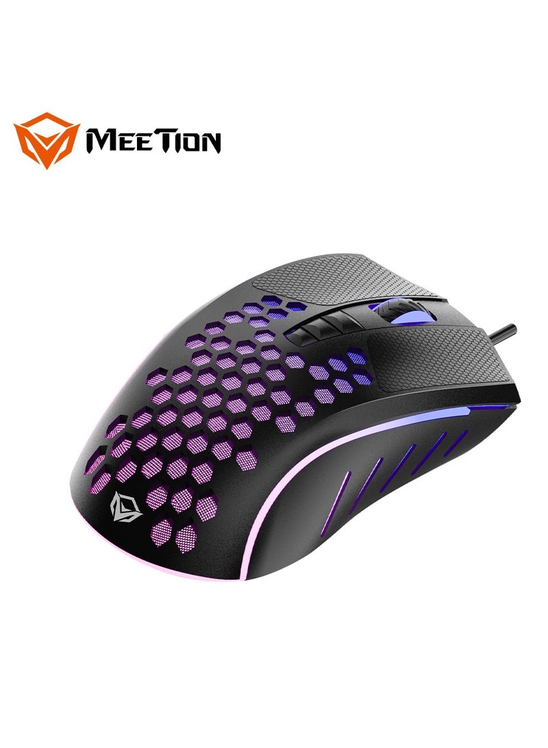 Meetion GM015 Honeycomb Wired RGB Gaming Mouse Black/Purple