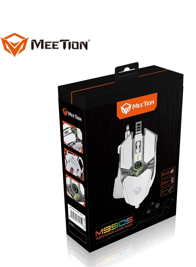 Meetion M990S Mechanical Double-Wing Design Programmable Gaming Mouse (4000 DPI) For PC & Laptop White