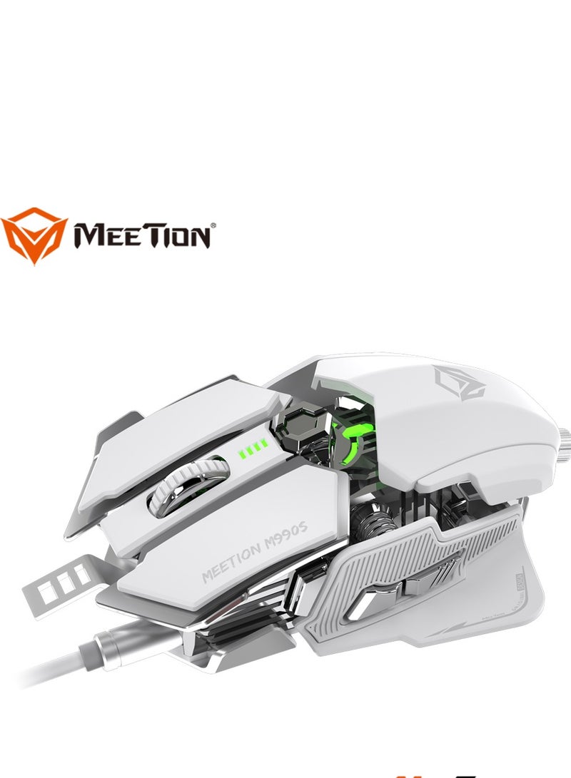 Meetion M990S Mechanical Double-Wing Design Programmable Gaming Mouse (4000 DPI) For PC & Laptop White