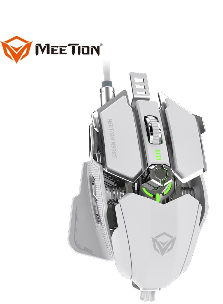 Meetion M990S Mechanical Double-Wing Design Programmable Gaming Mouse (4000 DPI) For PC & Laptop White