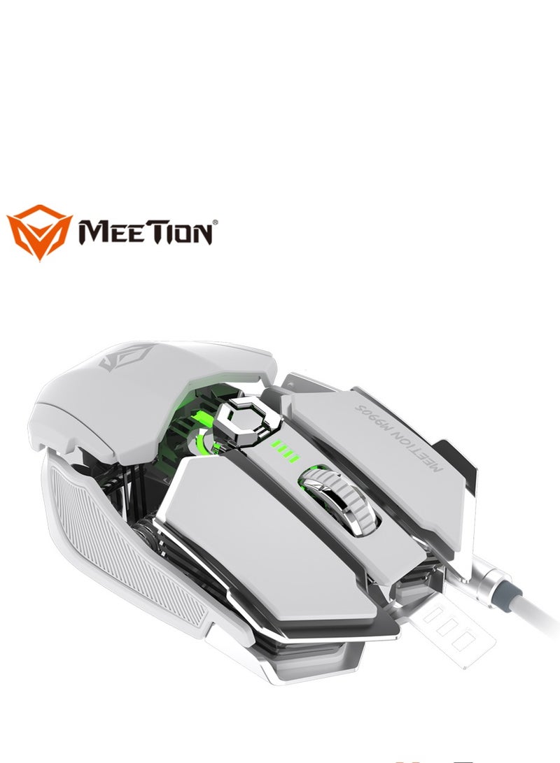 Meetion M990S Mechanical Double-Wing Design Programmable Gaming Mouse (4000 DPI) For PC & Laptop White