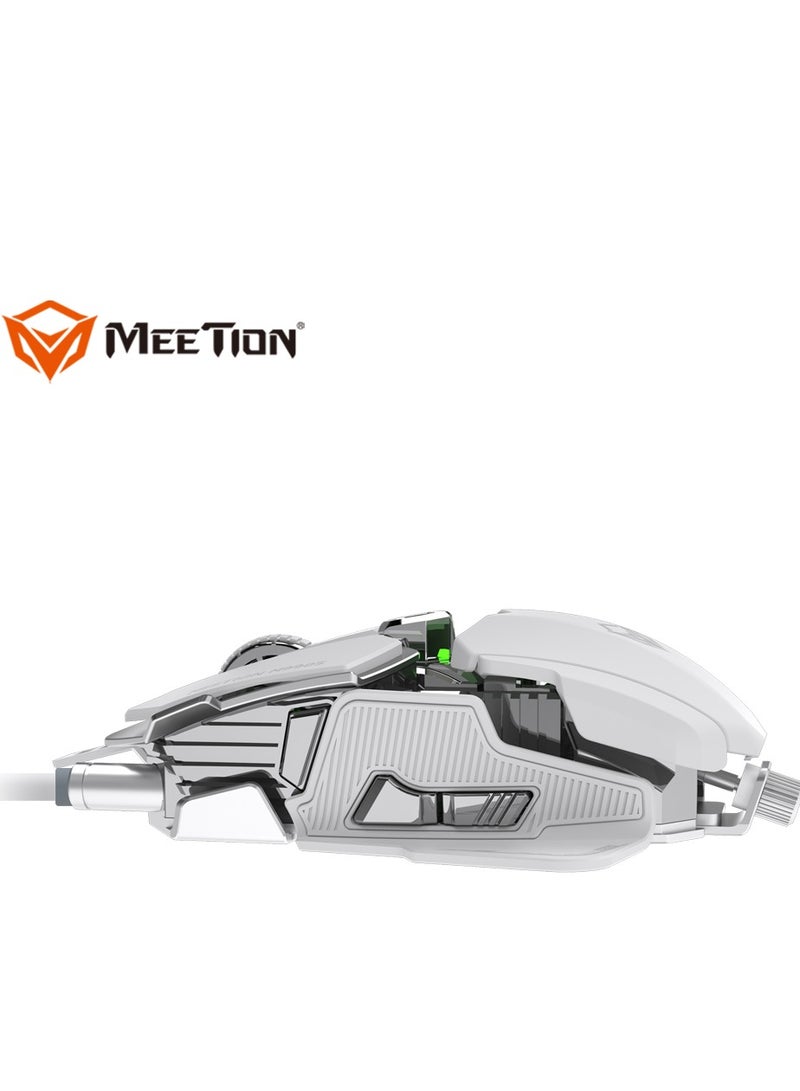 Meetion M990S Mechanical Double-Wing Design Programmable Gaming Mouse (4000 DPI) For PC & Laptop White