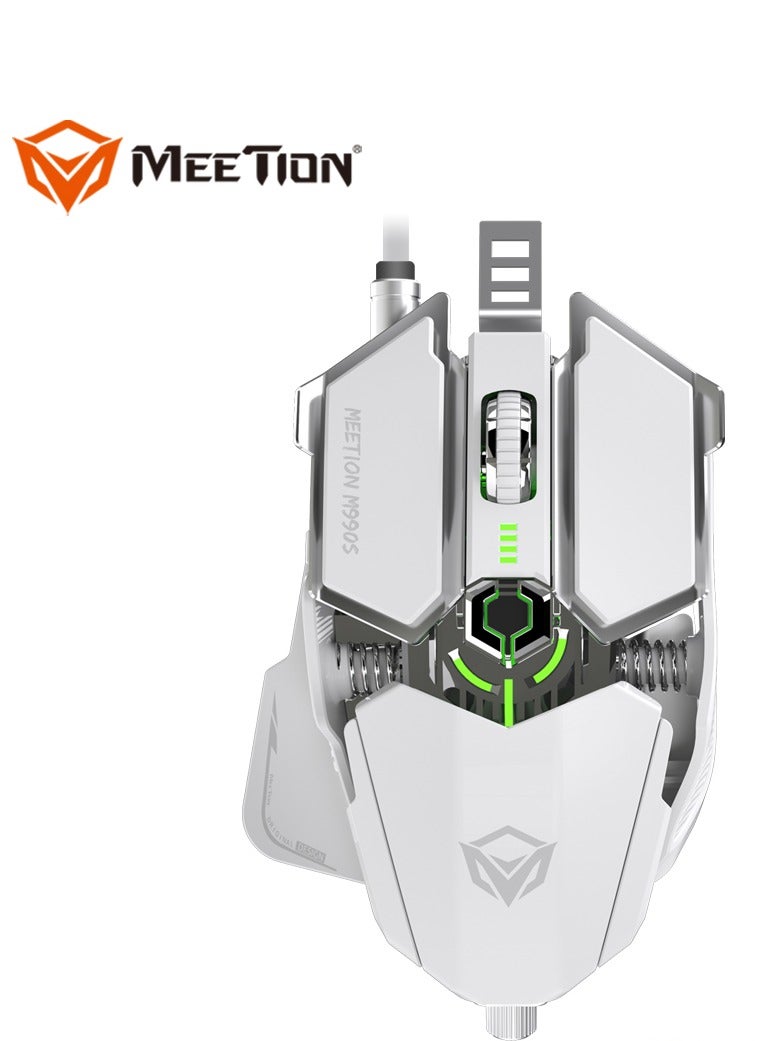 Meetion M990S Mechanical Double-Wing Design Programmable Gaming Mouse (4000 DPI) For PC & Laptop White