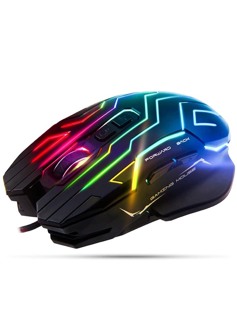 Meetion GM22 Honeycomb Lightweight Gaming Mouse- 6 Buttons 200-4800 DPI Adjustable USB Wired Plug & Play- 3D Anti-Slip Roller- Computer Mice RGB Gamer- Desktop Laptop PC Gaming Mouse