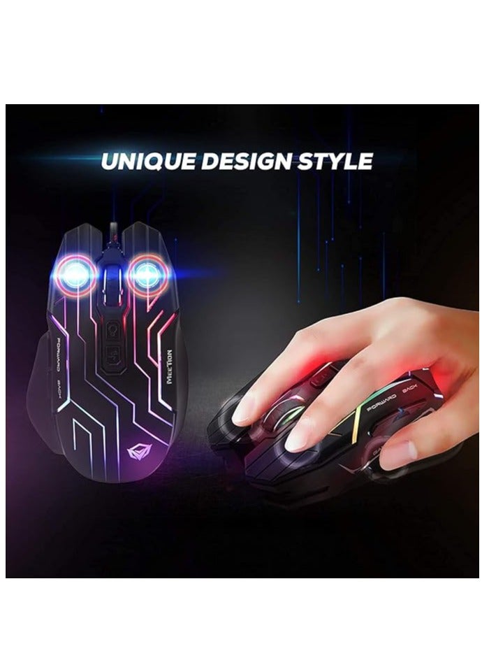 Meetion GM22 Honeycomb Lightweight Gaming Mouse- 6 Buttons 200-4800 DPI Adjustable USB Wired Plug & Play- 3D Anti-Slip Roller- Computer Mice RGB Gamer- Desktop Laptop PC Gaming Mouse