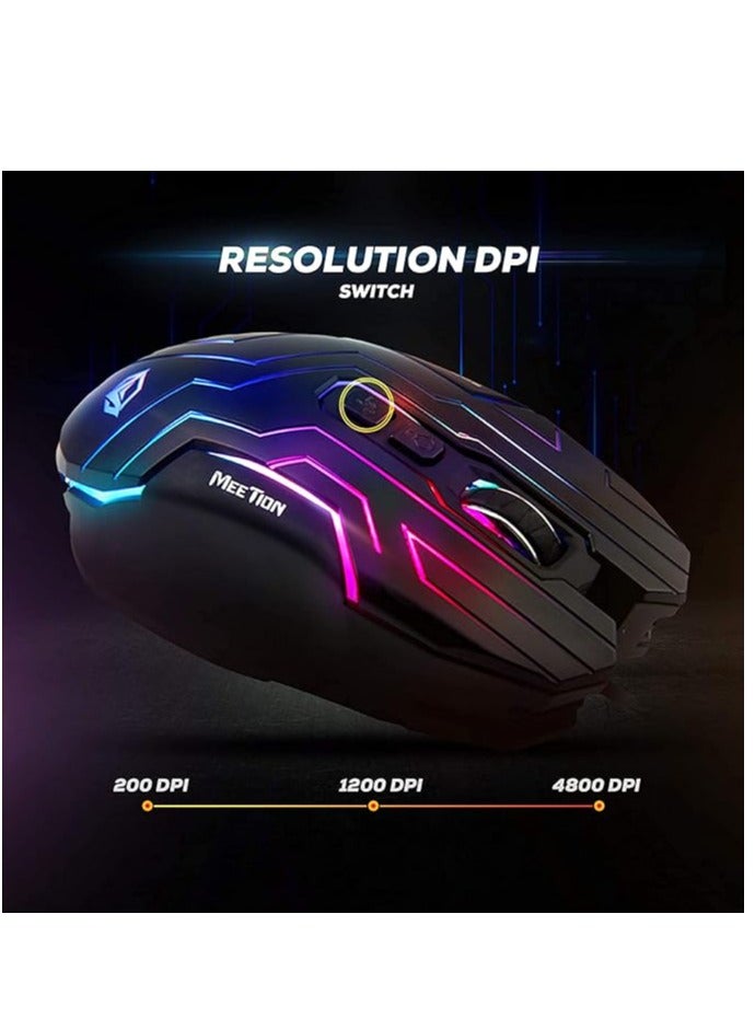 Meetion GM22 Honeycomb Lightweight Gaming Mouse- 6 Buttons 200-4800 DPI Adjustable USB Wired Plug & Play- 3D Anti-Slip Roller- Computer Mice RGB Gamer- Desktop Laptop PC Gaming Mouse