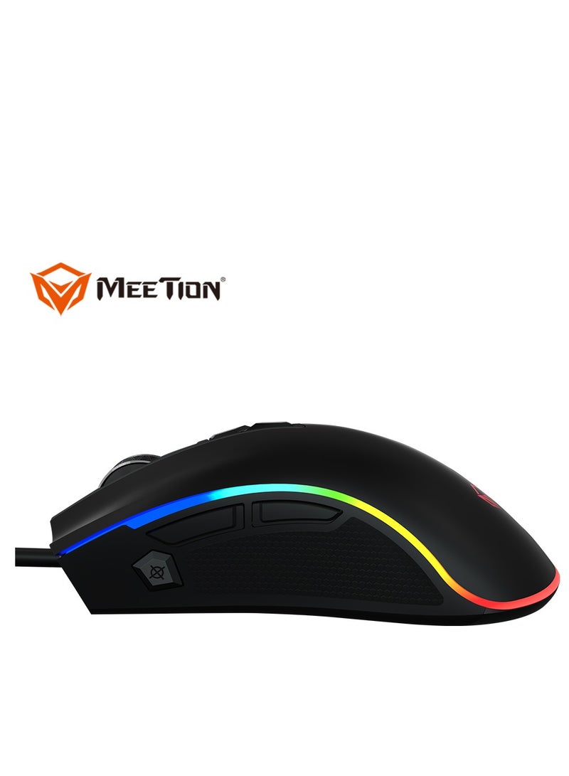 Meetion MT-G3330 High Performance Gaming Mouse Optical Wired Mouse with 8000 Adjustable DPI with RGB Light Weight Hyper Scroll Tilt Wheel Classic Black Back Lighting Elevate Your Gameplay Stylish