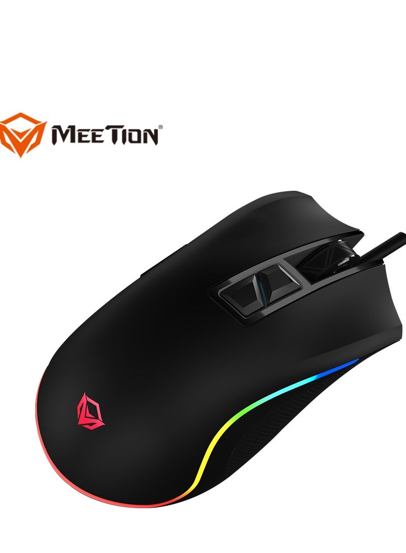 Meetion MT-G3330 High Performance Gaming Mouse Optical Wired Mouse with 8000 Adjustable DPI with RGB Light Weight Hyper Scroll Tilt Wheel Classic Black Back Lighting Elevate Your Gameplay Stylish