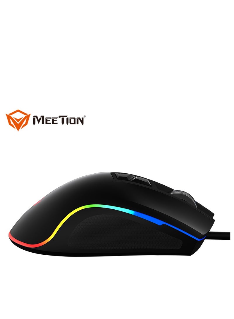 Meetion MT-G3330 High Performance Gaming Mouse Optical Wired Mouse with 8000 Adjustable DPI with RGB Light Weight Hyper Scroll Tilt Wheel Classic Black Back Lighting Elevate Your Gameplay Stylish