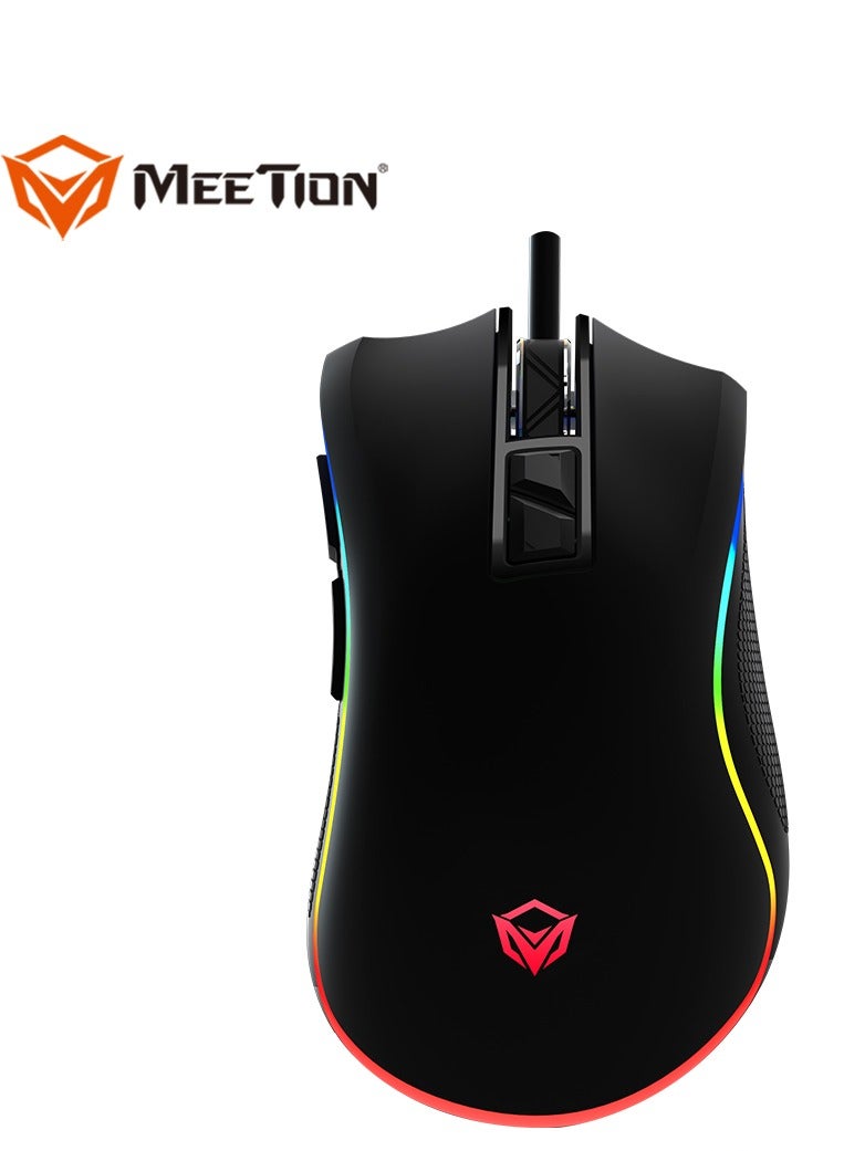 Meetion MT-G3330 High Performance Gaming Mouse Optical Wired Mouse with 8000 Adjustable DPI with RGB Light Weight Hyper Scroll Tilt Wheel Classic Black Back Lighting Elevate Your Gameplay Stylish