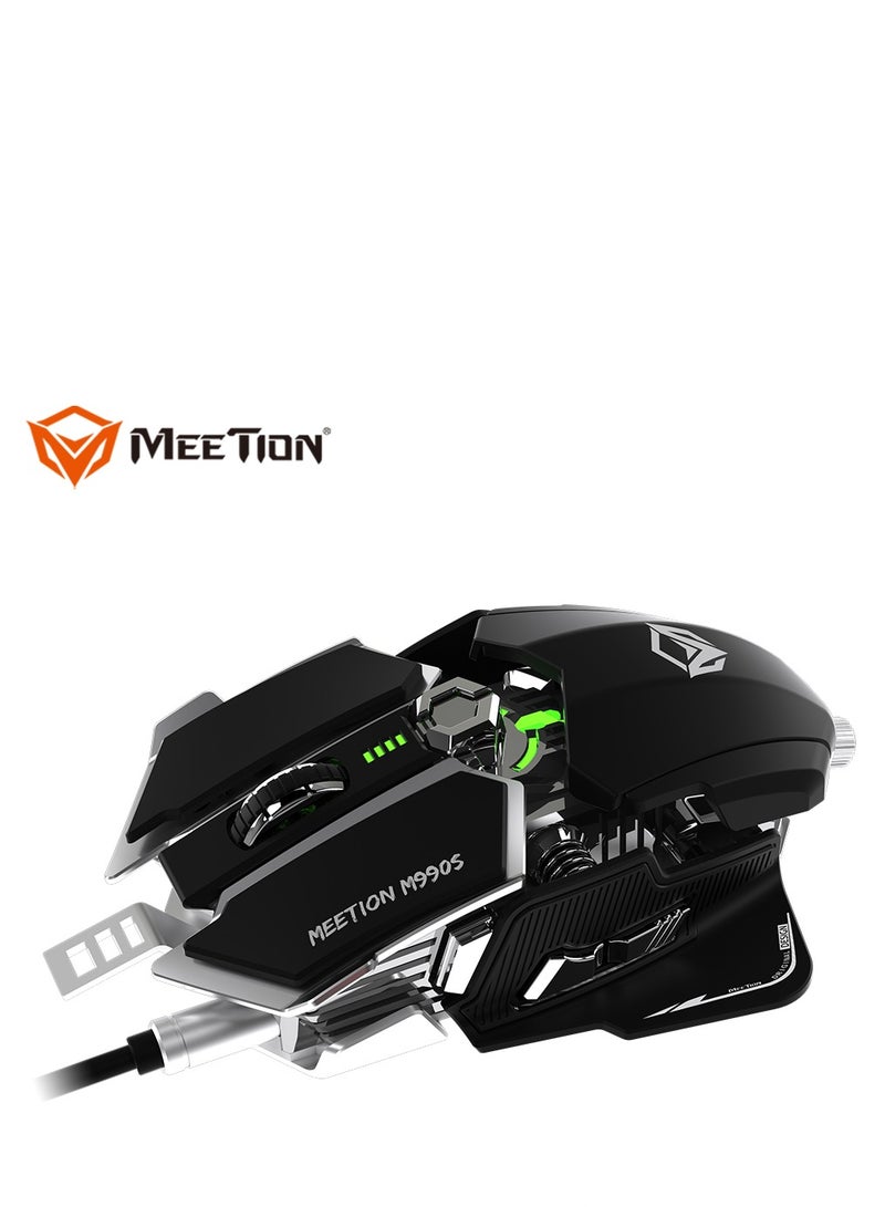 Meetion M990S Mechanical Double-Wing Design Programmable Gaming Mouse (4000 DPI) For PC & Laptop Black