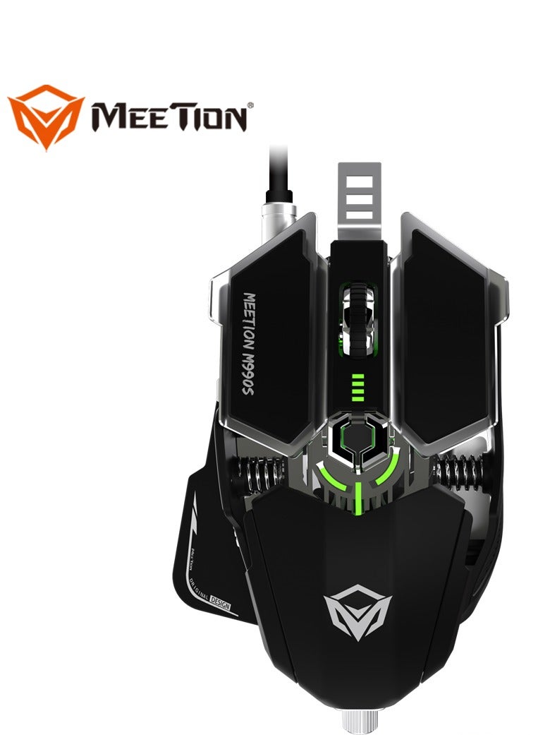 Meetion M990S Mechanical Double-Wing Design Programmable Gaming Mouse (4000 DPI) For PC & Laptop Black