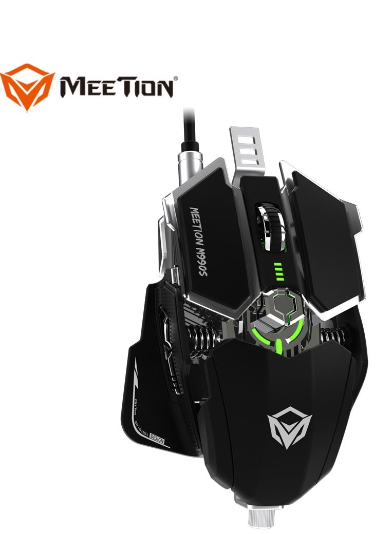 Meetion M990S Mechanical Double-Wing Design Programmable Gaming Mouse (4000 DPI) For PC & Laptop Black