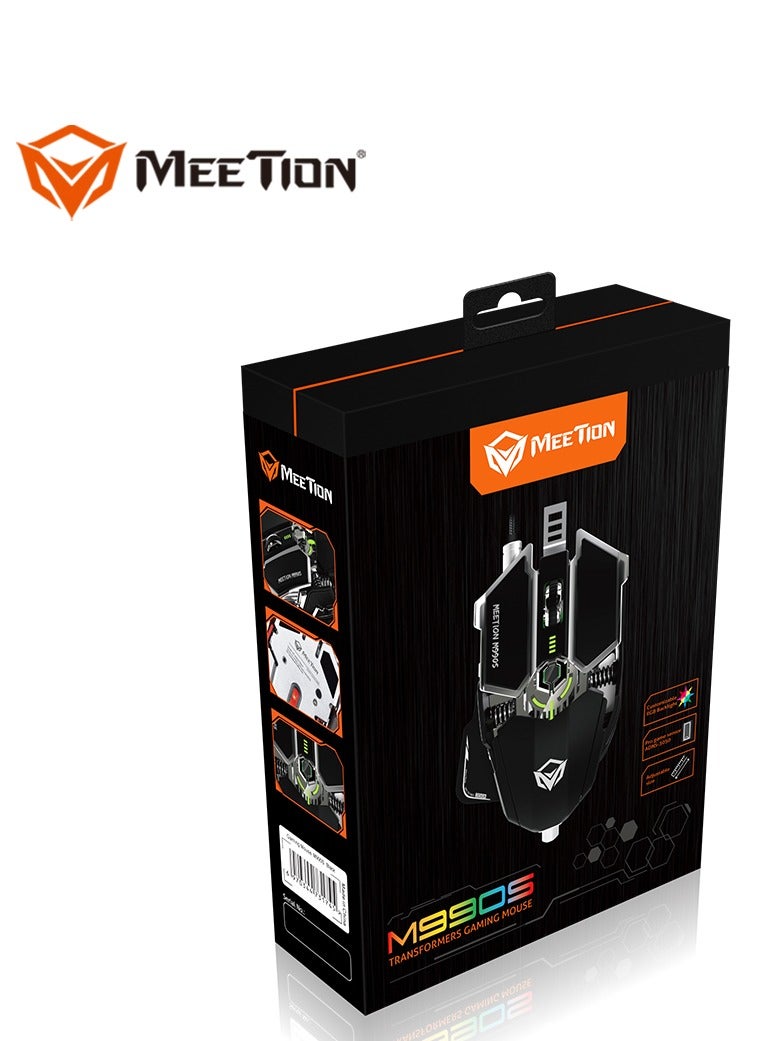 Meetion M990S Mechanical Double-Wing Design Programmable Gaming Mouse (4000 DPI) For PC & Laptop Black