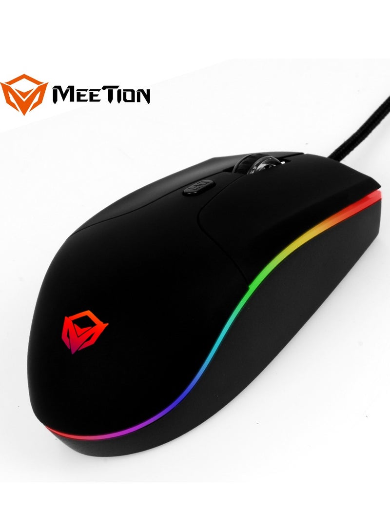 Meetion GM21 Polychrome Gaming Mouse 6 Button Scroll Wheel 12000 DPI Black