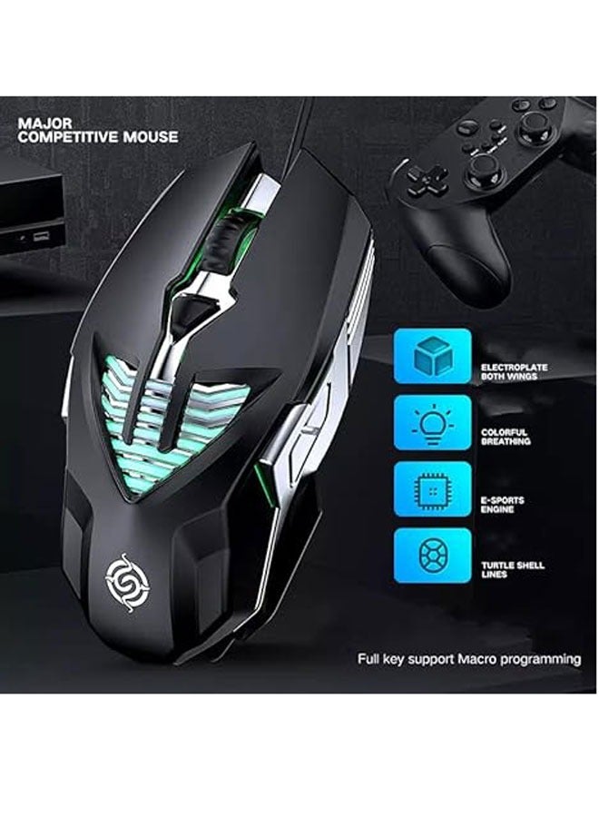 ENTWINO Bullet-Q1 Gaming USB Wired Mouse 6D Ergonomic Adjustable DPI, Backlight Wired Optical Gaming Mouse