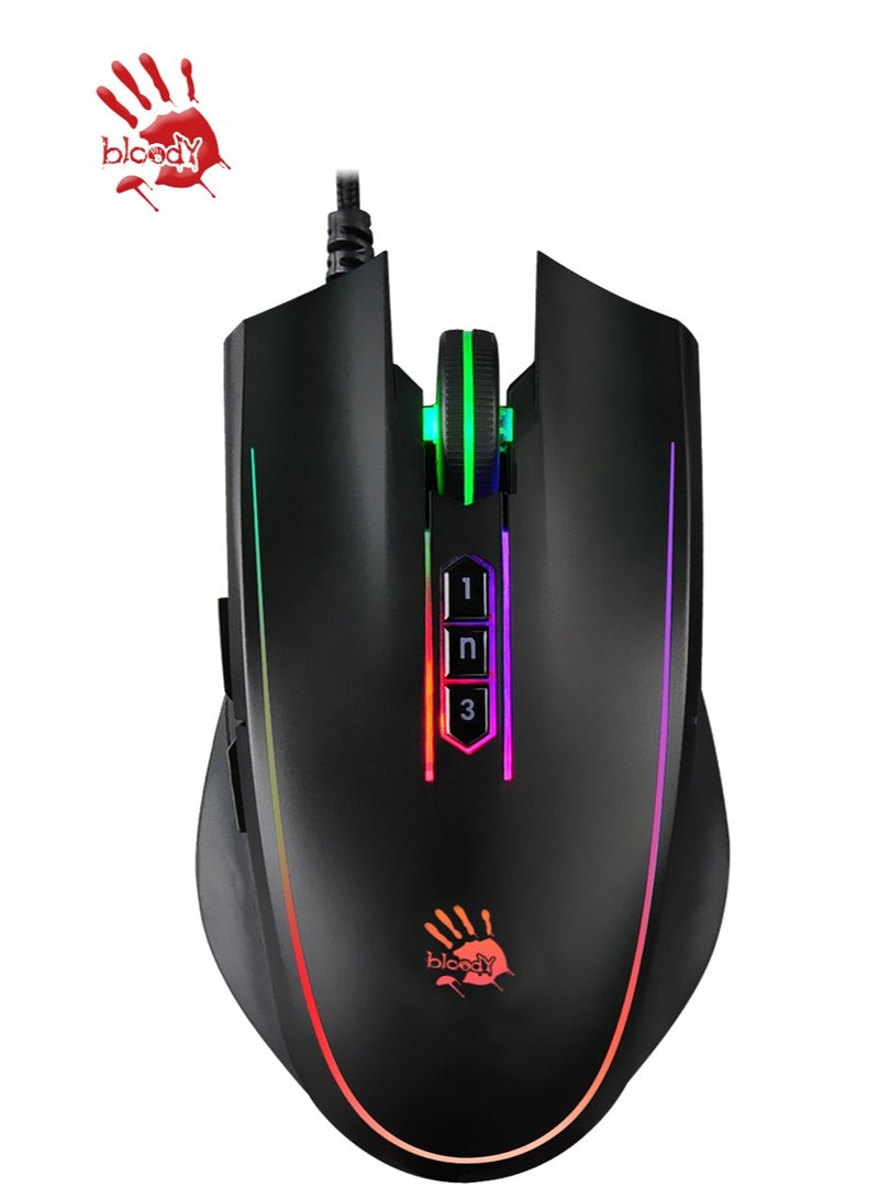 Gaming Mouse 0.2 MS Light Strike P81s, 6 Sniper Mode With Adjustable 8000 CPI, BC3332-S Gaming Engine With 5K RGB Animation, Black