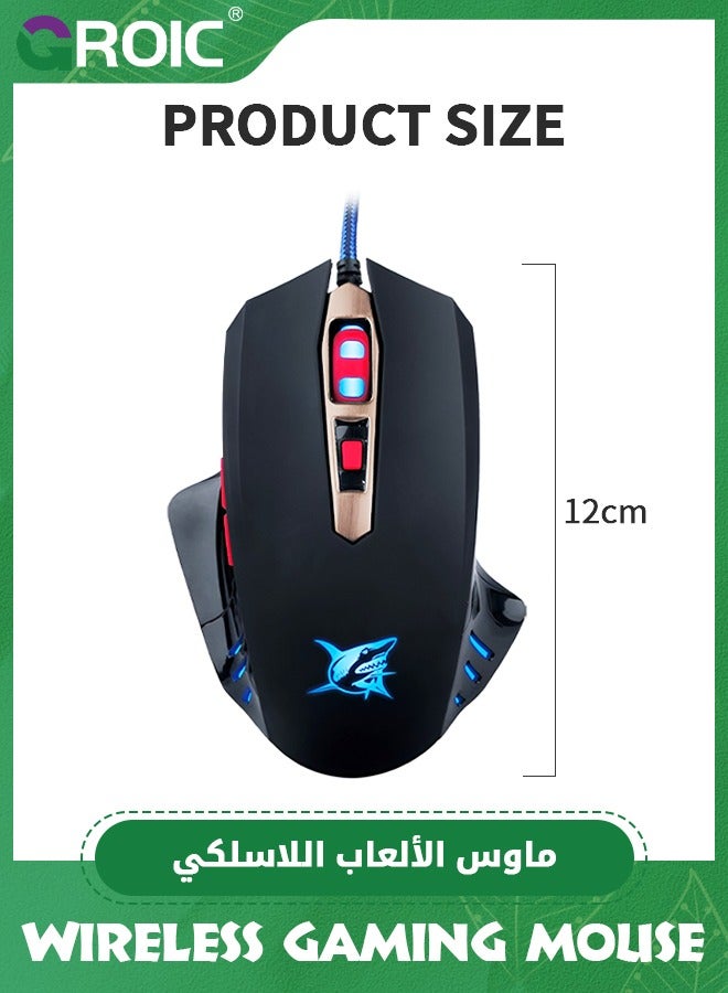 Black Wired Gaming Mouse for Laptop Computer, Gamer USB PC Mouse Ergonomic Mice with 7 LED Backlight, 4 Adjustable DPI Up to 3200, Big Hands Mouse with 6 Buttons for Windows Mac Game Work