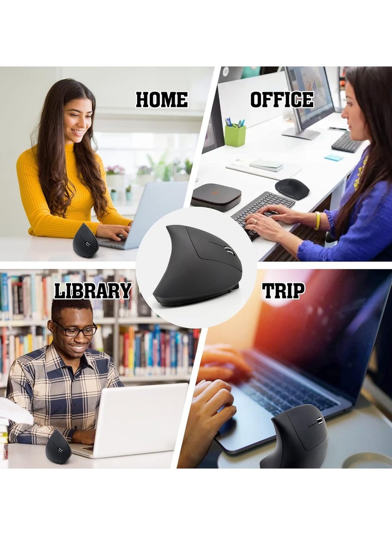 Gaming Vertical Wireless Mouse 2.4GHz Rechargeable Ergonomic Optical Mice with Comfortable Frosted Texture 3 Adjustable DPI Office Computer Mice Compatible with PC Desktop Laptop