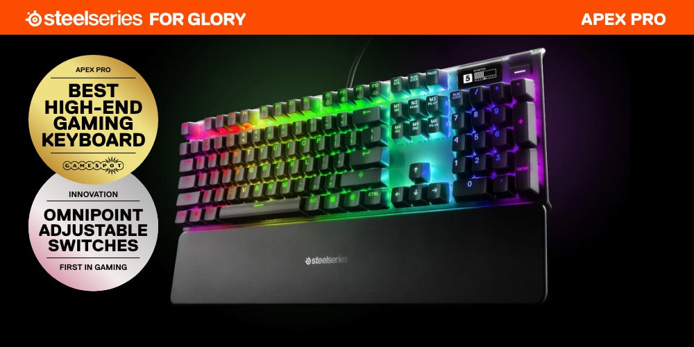 Apex Pro Mechanical Gaming Keyboard, Adjustable Actuation Switches, World’s Fastest Mechanical Keyboard, OLED Smart Display, RGB Backlit | 64626